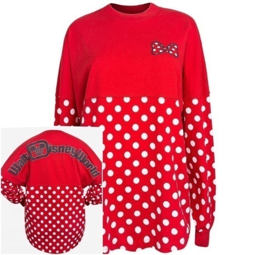 Walt Disney World Minnie Mouse Bow Oversized Polka Dot Classic Spirit Jersey Top